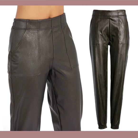 NEW $168 Spanx [ PLUS 2X ] Faux Leather Jogger Pants‎ in Black - Picture 2 of 14